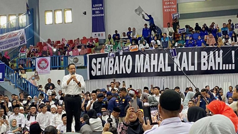 Calon Presiden Nomor urut 1 Anies Baswedan saat berkampanye di Medan. (Foto: Repro)