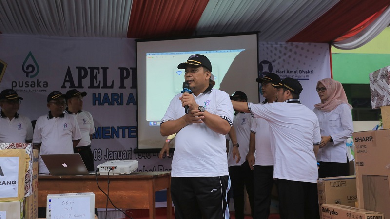 Pj Walikota Tangerang Nurdin di acara HAB Kemenag ke-78 di Kota Tangerang. (Foto: Dok Pemkot)