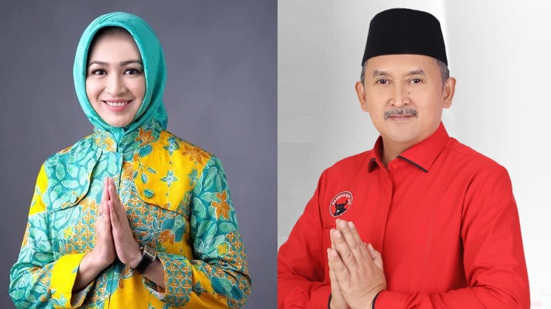 Kolase Bcagub Airin Rachmi Diany dan Ketua DPD PDIP Banten. (Foto: Repro)